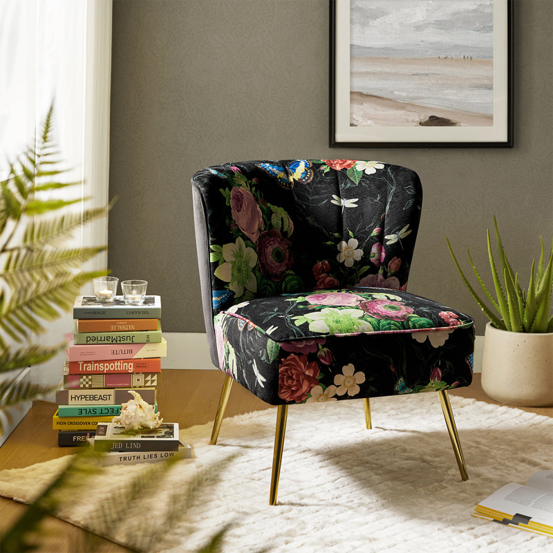 Amata Wooden Upholstery Armless Accent Chair, Black