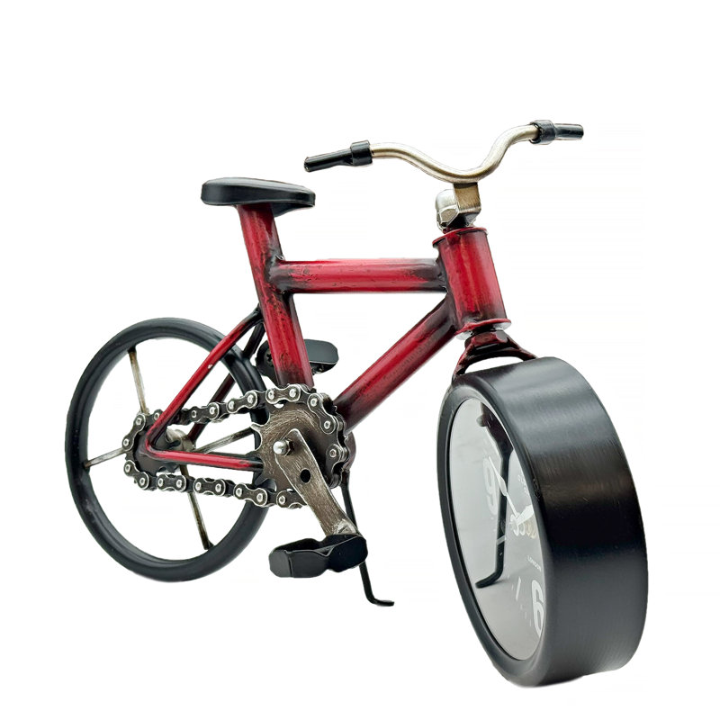 Metal Red Bicycle Table Clock