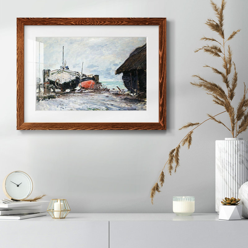 Fishing Boats At Etretat, 1873, Érable, H 14 po x l 20 po x P 1,5 po