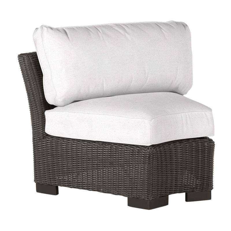 Fauteuil club tissé avec coussins Club, Pas de soudure, Lin neige, Noyer noir