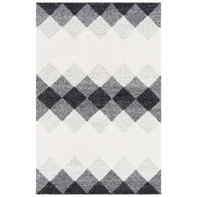 Stambaugh Flat Weave Wool/Cotton Geometric Rug in Black