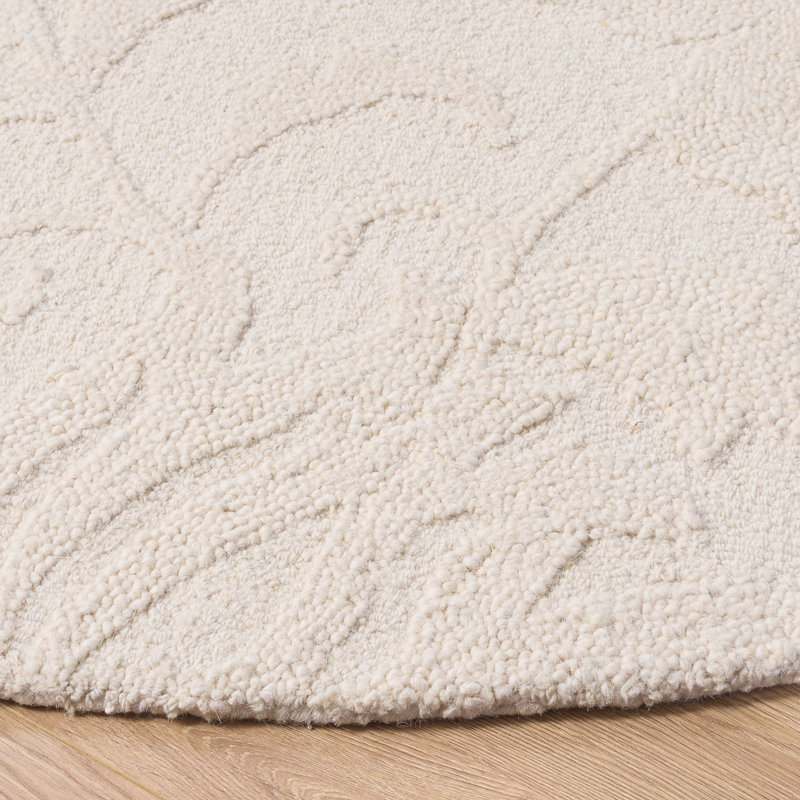 Blossom Hand Tufted Wool; Cotton Floral Indoor Rug, Round 6'