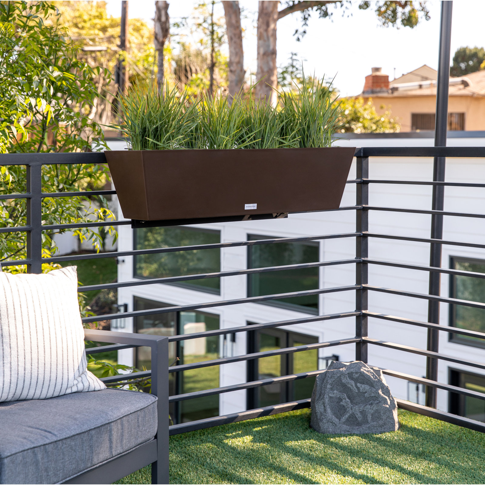 Pure Series Railing Planter, Espresso, 9'' H x 36'' W x 10'' D, Set of 1