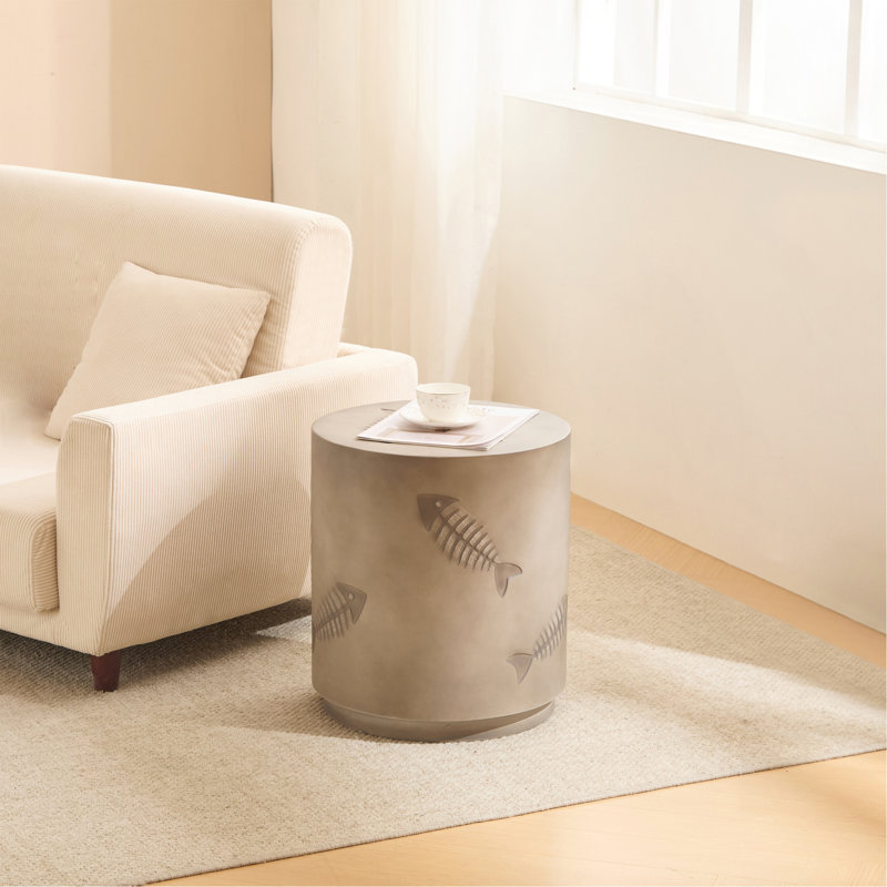 Charmante table d'appoint en oxyde de magnésium avec motif de poissons exquis pour une vie élégante