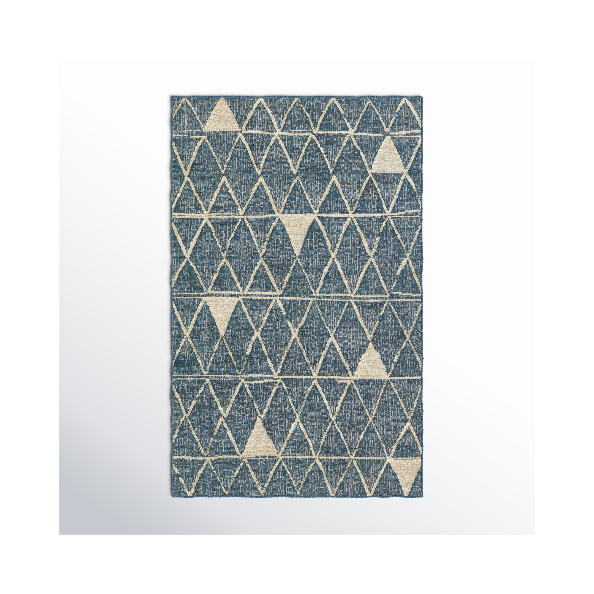Enisa Handmade Navy/Beige Rug, Rectangle 5' x 8'