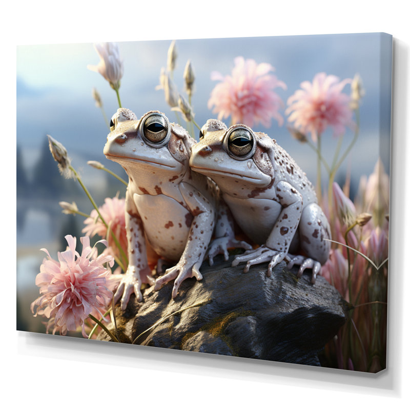 Grenouille, paysage monochrome - impression, H 24 po x l 32 po x P 1 po, Toile tendue