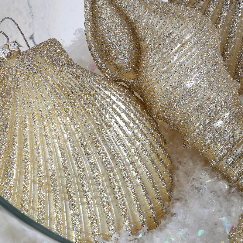 Seashell 7'' Animals Hanging Figurine Ornament, Champagne