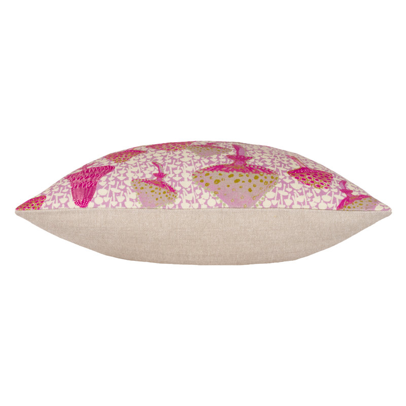 Mushroom Fields Floral Square Throw Cushion Covers, Pink, Cover/Insert