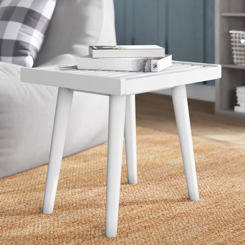 Table de bout en bois massif Eilish, Blanc