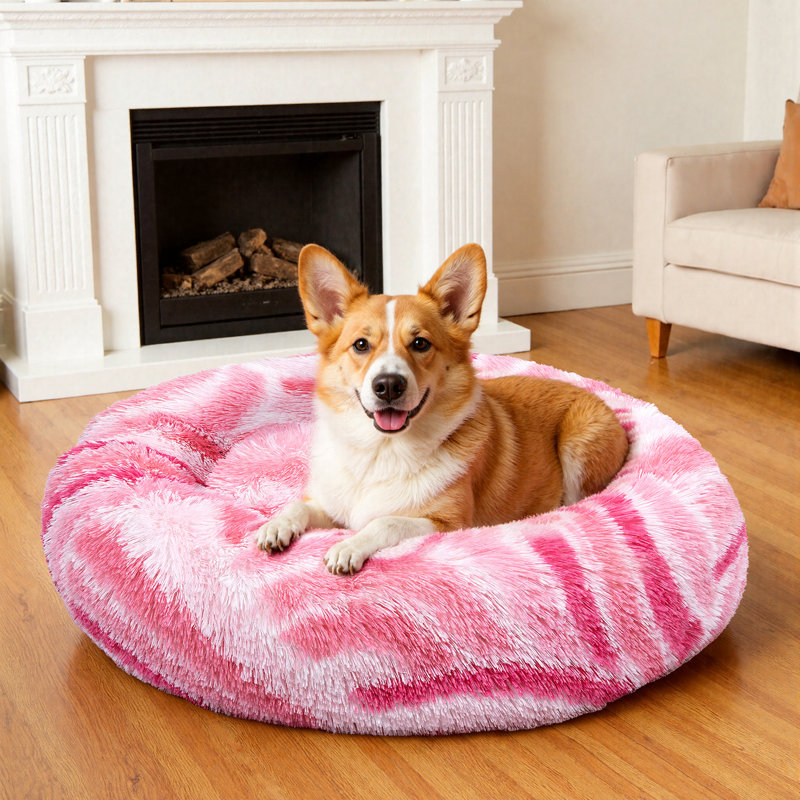 Réchauffant un beignet rond, Grand (H 9 po x l 36 po x P 36 po), Rose / Rouge / Blanc