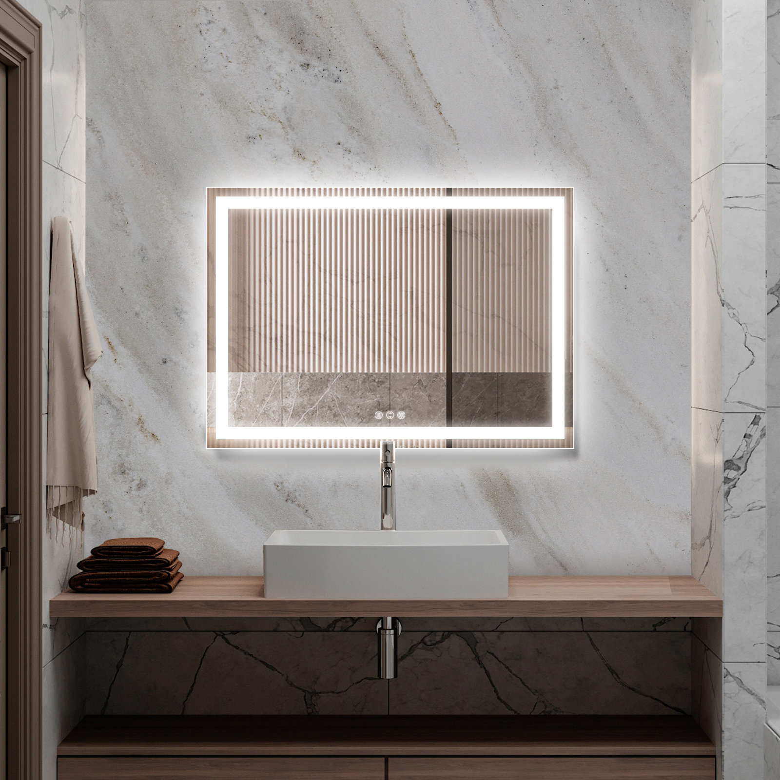Orren Ellis LED Bathroom Vanity Mirror Backlit and Front-lighted Memory ...