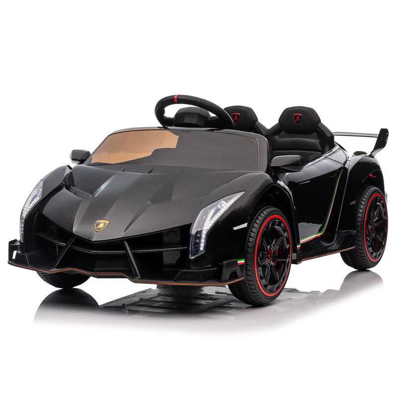 Voiture 12 V Lamborghini sous licence avec lumières DEL, télécommande, musique, Rouge