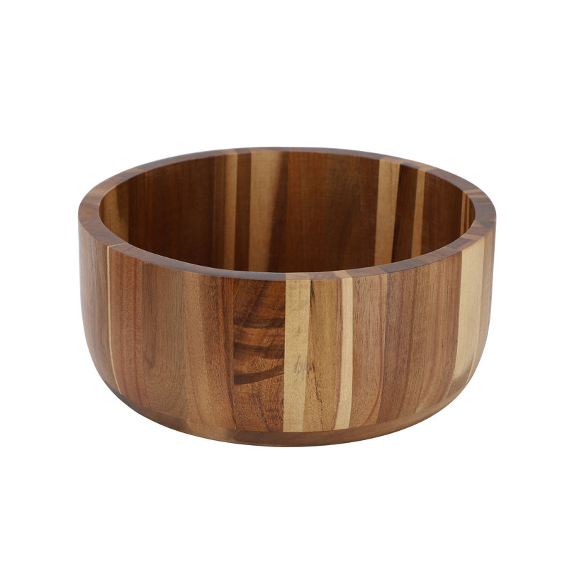 Grand grand bol à salade rond en bois d'acacia de 10,5 pouces