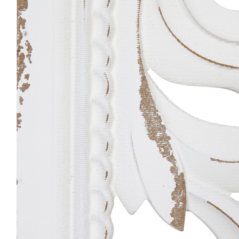 Dakota Fields White Wood Intricately Carved Scroll Floral Wall Decor 12 ...