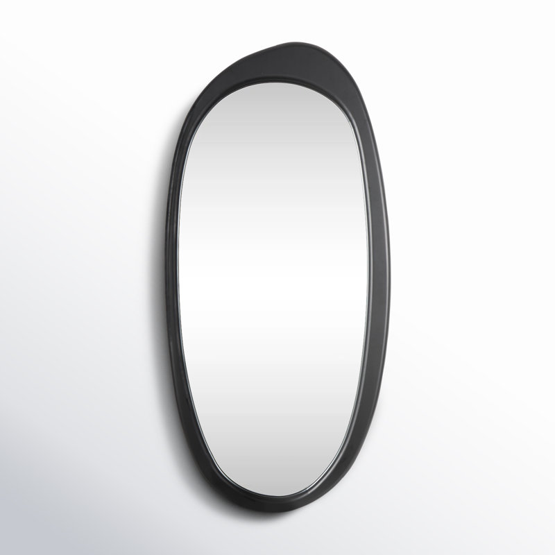 Derinda Black Wooden Abstract Oval Room Wall Mirror