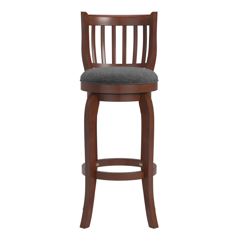 Morgan Swivel Upholstered Counter Stool with Solid Wood Frame, Dark Gray Linen, Bar Stool (29” Seat Height)