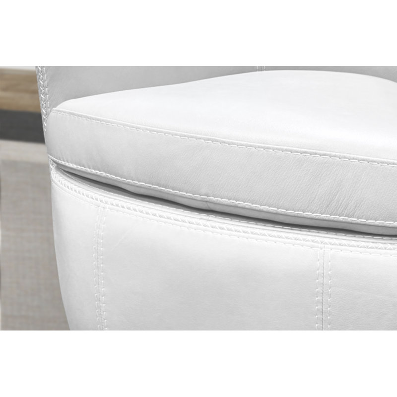 Brooksley Top Grain Genuine Italian Leather Swivel Barrel Chair (Set of 2), Snow