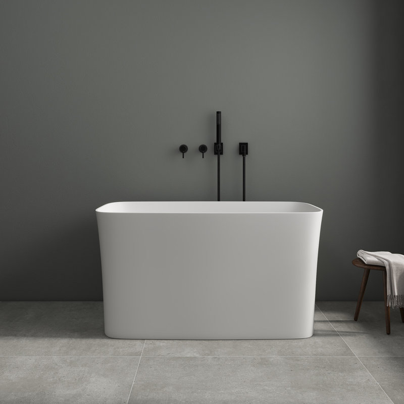 47'' Freestanding Soaking Solid Surface Bathtub In White