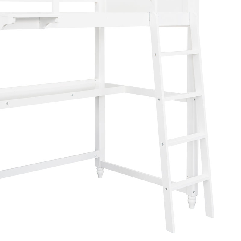 Lit mezzanine simple blanc avec options de rangement - Personnalisez la taille de votre tablette supplémentaire