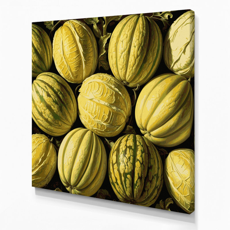 Art mural sur toile brun Fruit Melon, H 8 po x l 8 po