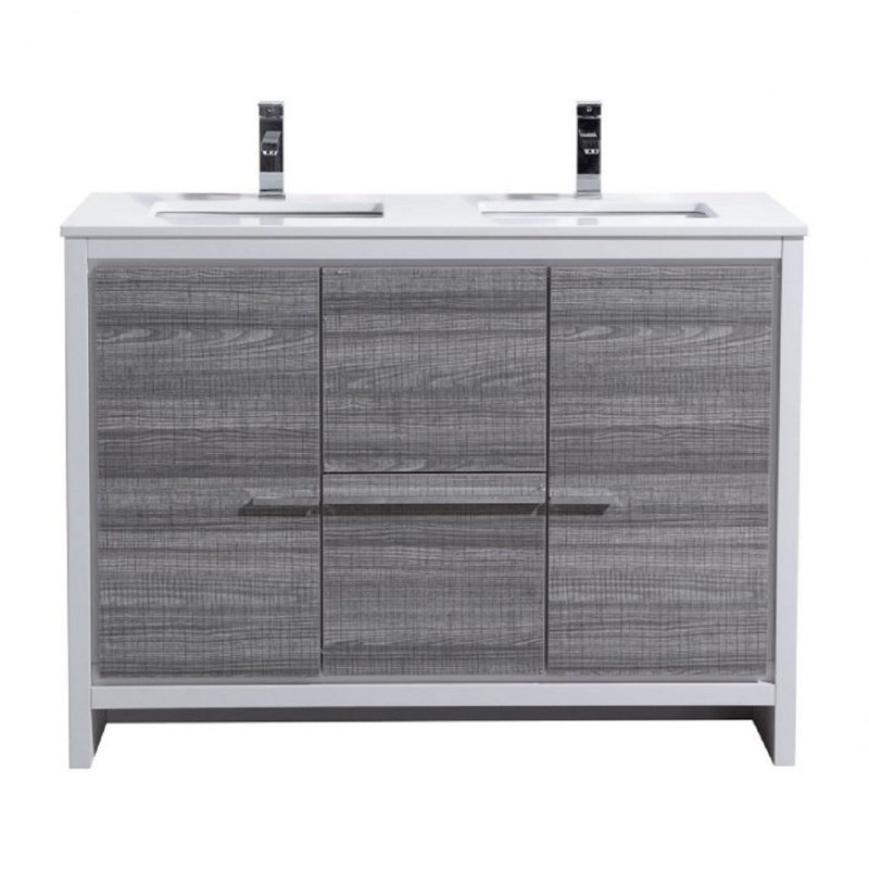 Meraris 48" Double Bathroom Vanity Set, Ash Gray