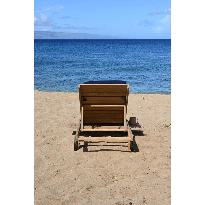 Quincy Outdoor Teak Chaise Lounge, Canvas Spa Sunbrella® Canvas