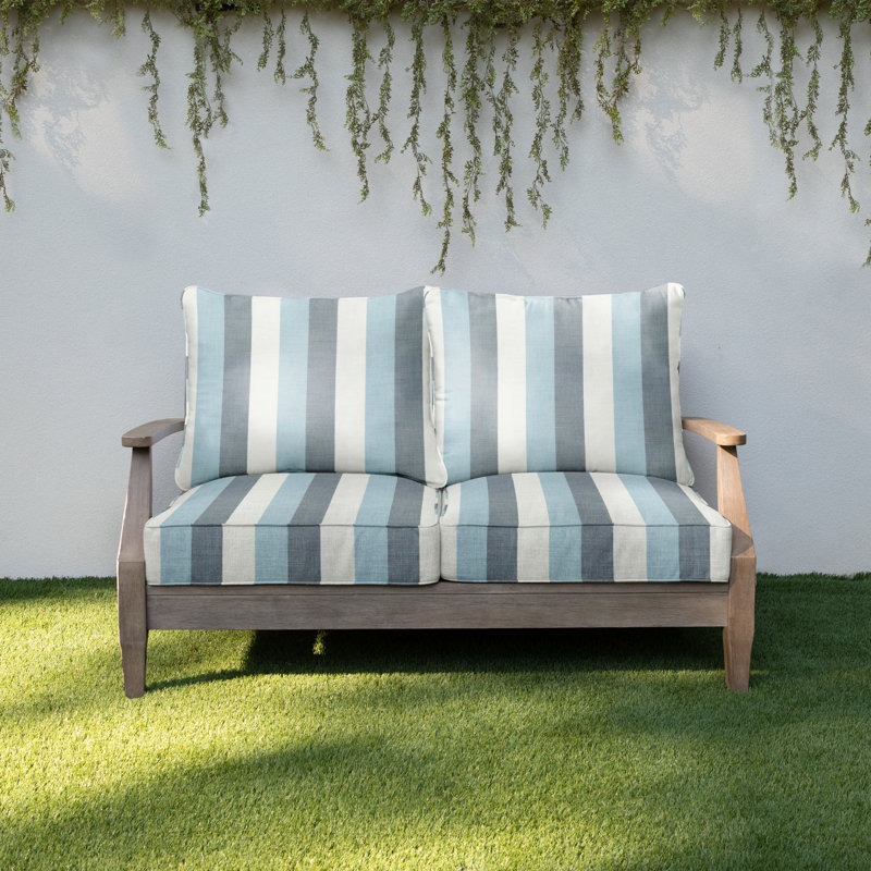 Coussin de siège / dossier d'extérieur Sunbrella, Rayures Sunbrella® direction Dew Stripe, L 22,5 po x P 22,5 po