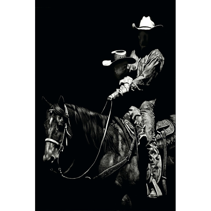" Scratchboard Rodeo II ", 18" H x 12" W  