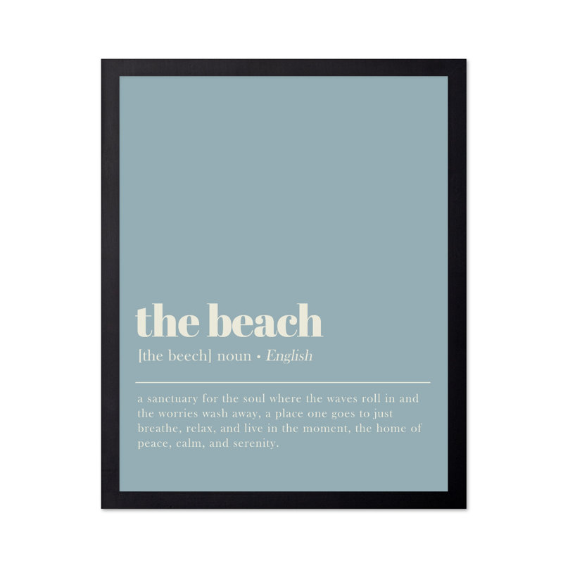 Définition de la plage, Cadre noir, Affiche, H 18 po x l 24 po