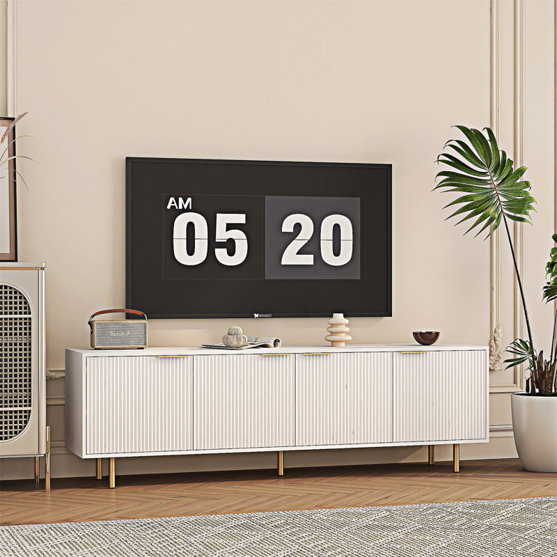 Meuble télé avec portes de rangement, Blanc