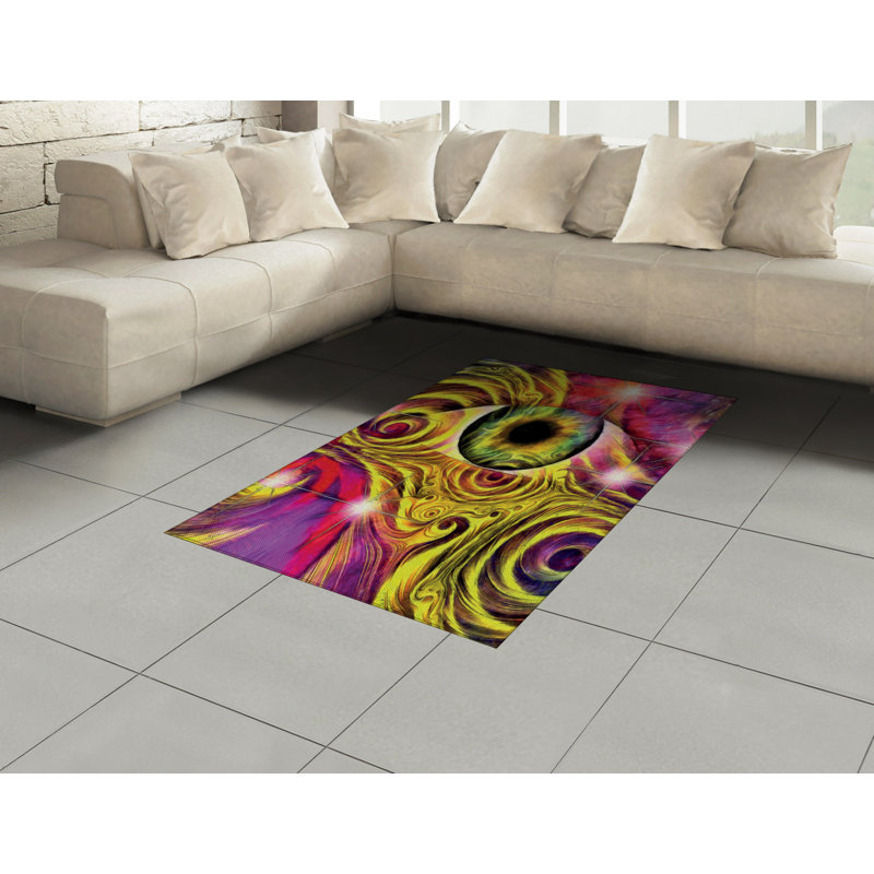 Psychedelic High Density Long Fiber Poly Threads Decorative Area Rug Carpet, Rectangle 2'7" x 5'