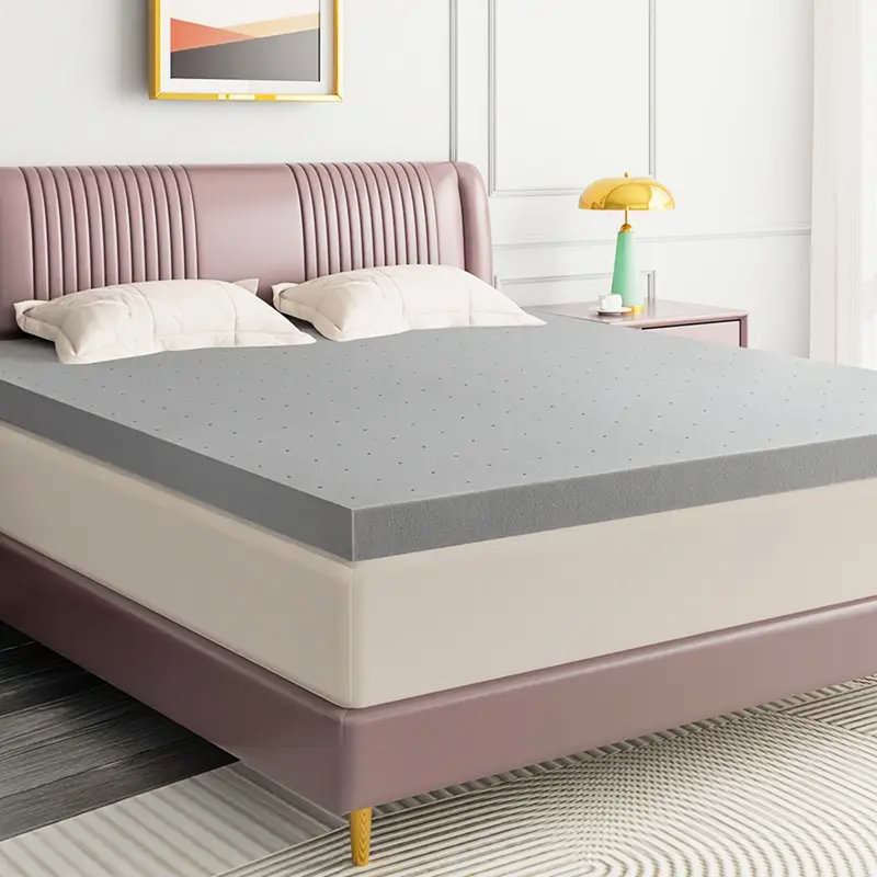 Matelas double ferme en mousse à mémoire de forme de 2 pouces pour le soutien du dos, la minimisation des points et une atmosphère de sommeil frais, gris avec soulagement sur les hanches, amélioration de la circulation d'air, confort