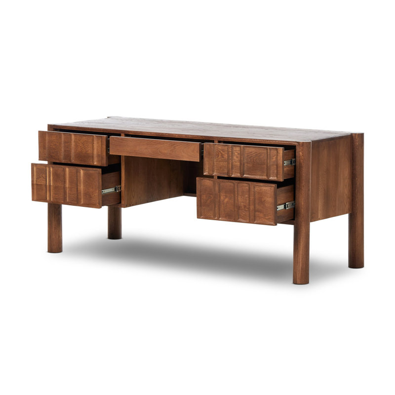 Ezri Solid Wood Writing Desk, Brown
