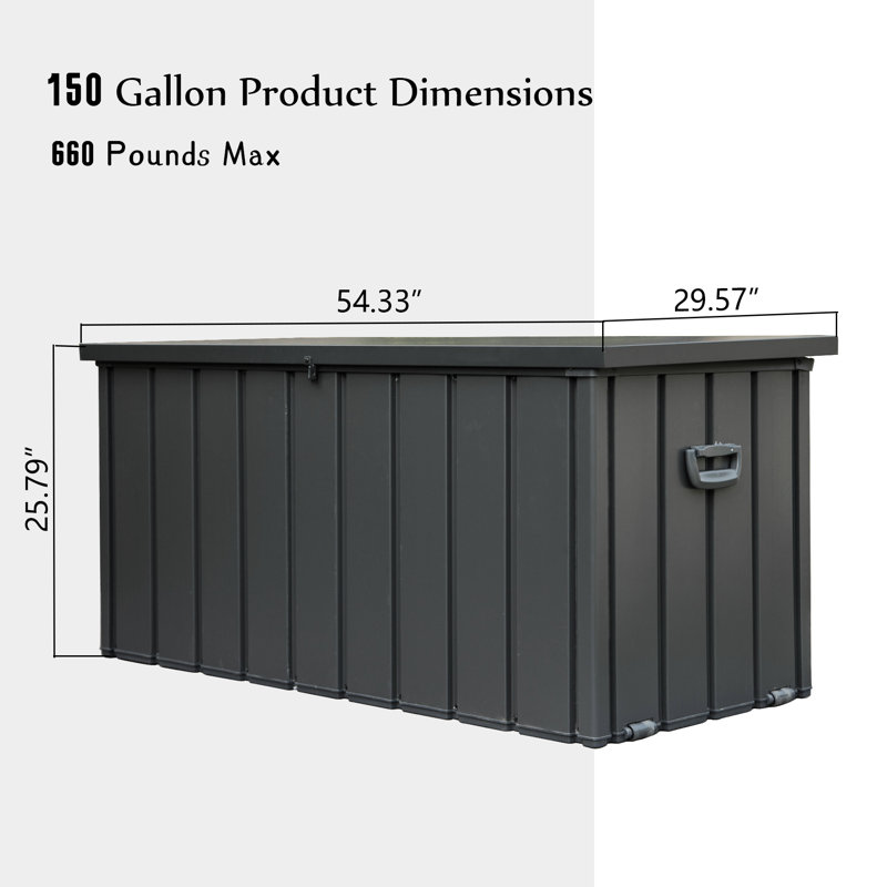 Domi Louvered 160 Gallons Gallon Water Resistant Resin Storage Bench with Lock and Wheels in Gray
