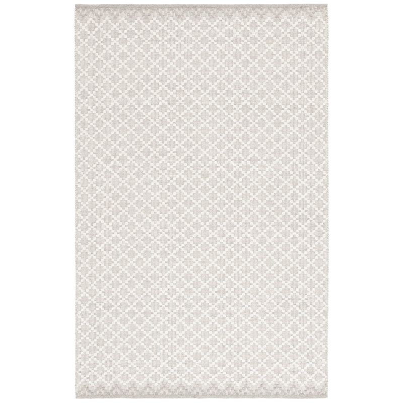 Lunado Hand Woven Wool/Cotton Geometric Rug in Grey/Ivory, Rectangle 5' x 8'