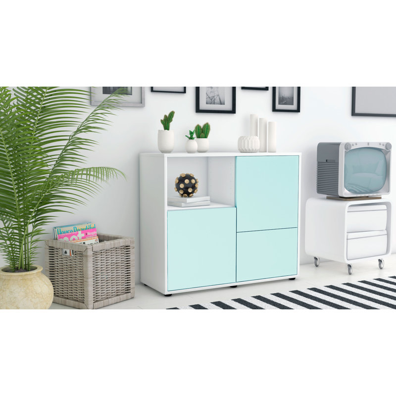 Powhattan 92cm Sideboard, White and Light Blue