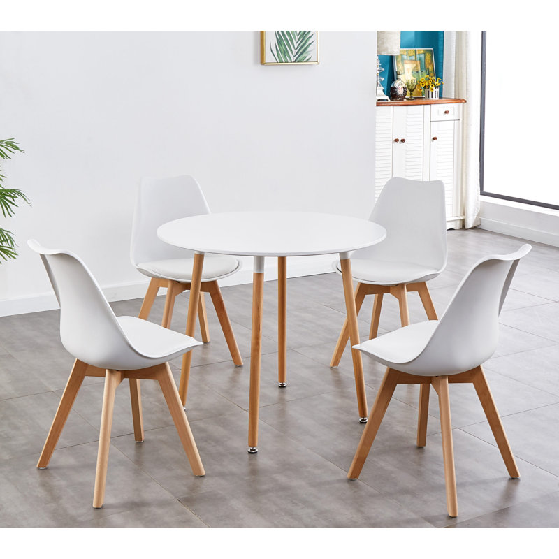 Cassian 4 - Person Dining Set, White, White