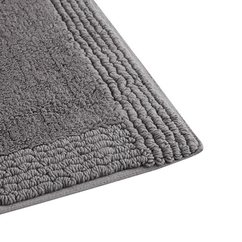 100% Cotton Tufted 3000 GSM Reversible Bath Rug Charcoal 21X34"
