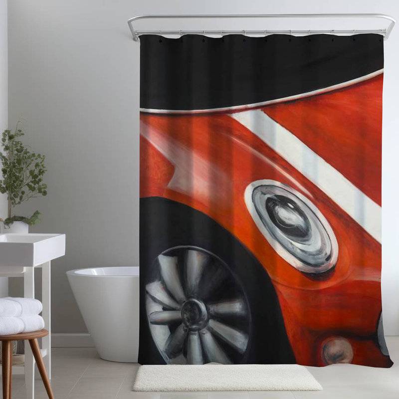 Shower Curtain TR28 – Polyester Shower Curtain, Dye Sublimation Print, 71" W × 74" L