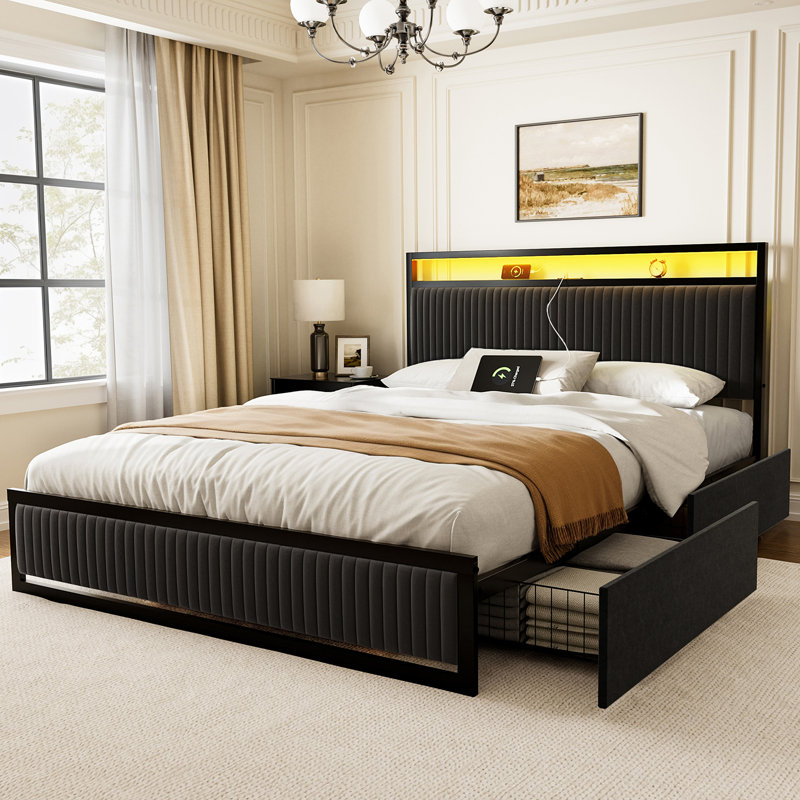 Antioch Upholstered Bed, Full, Black