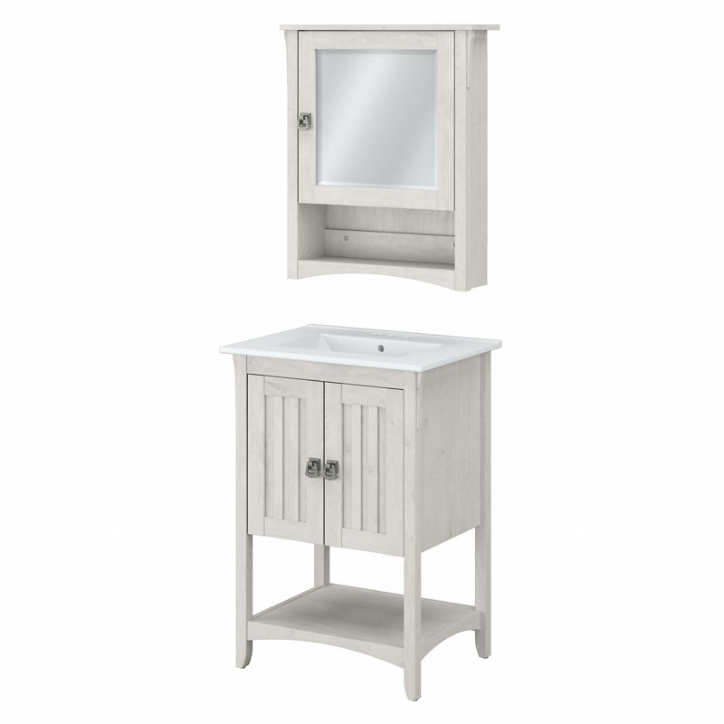  Ensemble de meuble-lavabo simple 24 "avec miroir, Chêne blanc