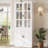 Kitchen Pantry Storage Cabinet With Led Lights, 78.7" Tall With Glass Doors & Drawers, Freestanding Utility Cabinet, (31.5" W X 15.7" D)-1408530160