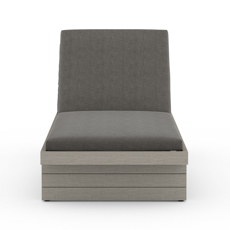 Leroy Outdoor Teak Chaise Lounge, Charcoal, Gray