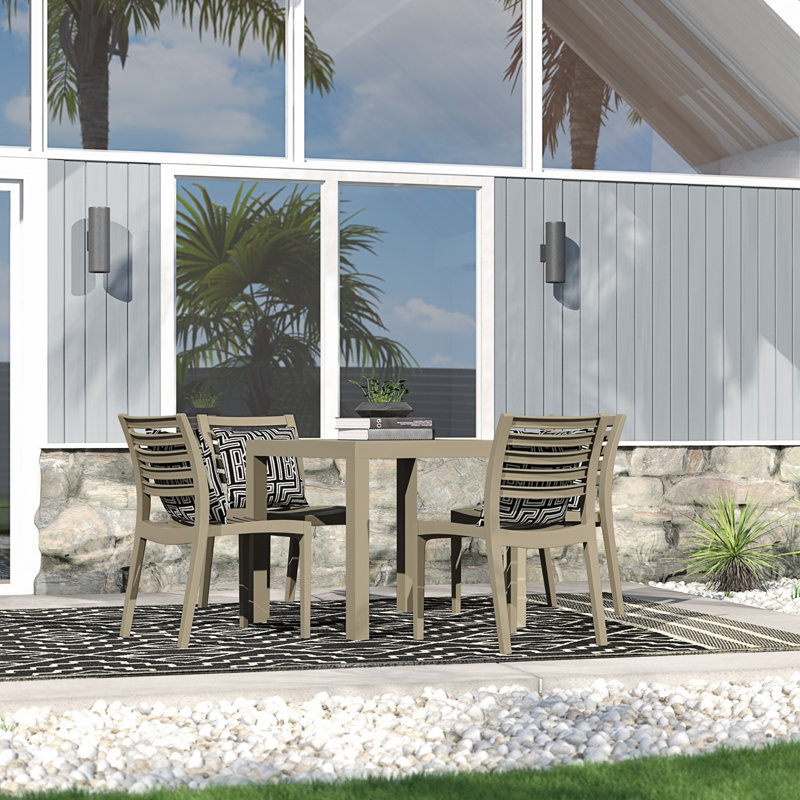 Quadis 4 - Person Patio Dining Set with Square Table, Taupe