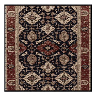 Machine Washable Persian Black Area Rug