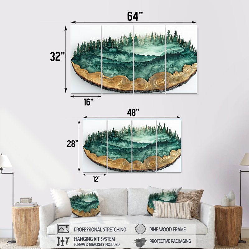 Thynedale - Décoration murale arbre - Art mural traditionnel, H 28 po x l 48 po, 4