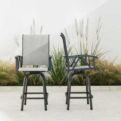 Arkayla 23.6"W PVC-coated polyester Swivel Patio Counter Stools by Lark Manor