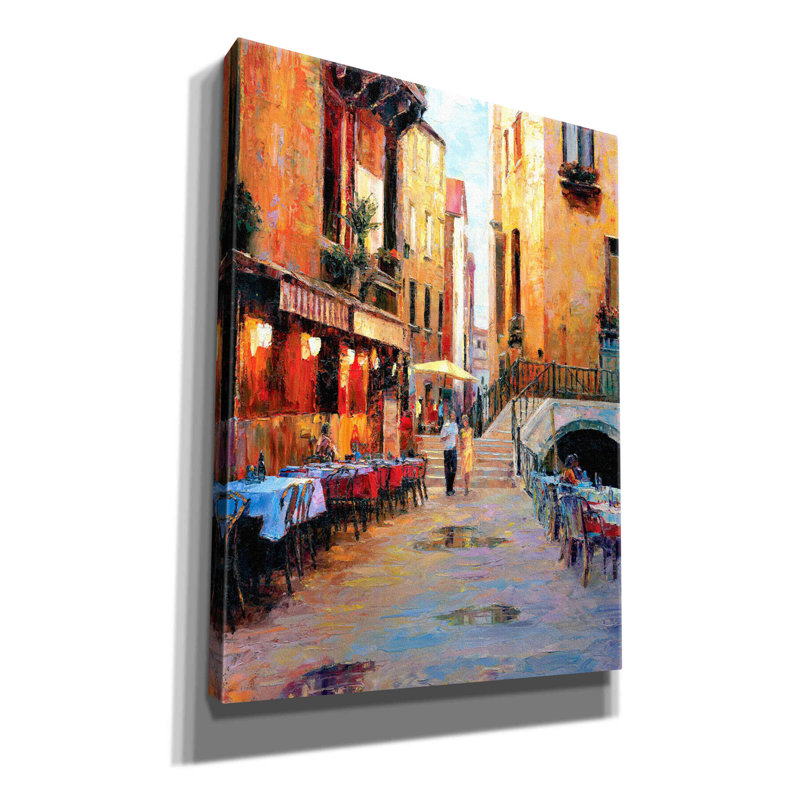 «Street Café After Rain» par Haixia Liu, art mural sur toile, H 16 po x l 12 po x P 0,75 po
