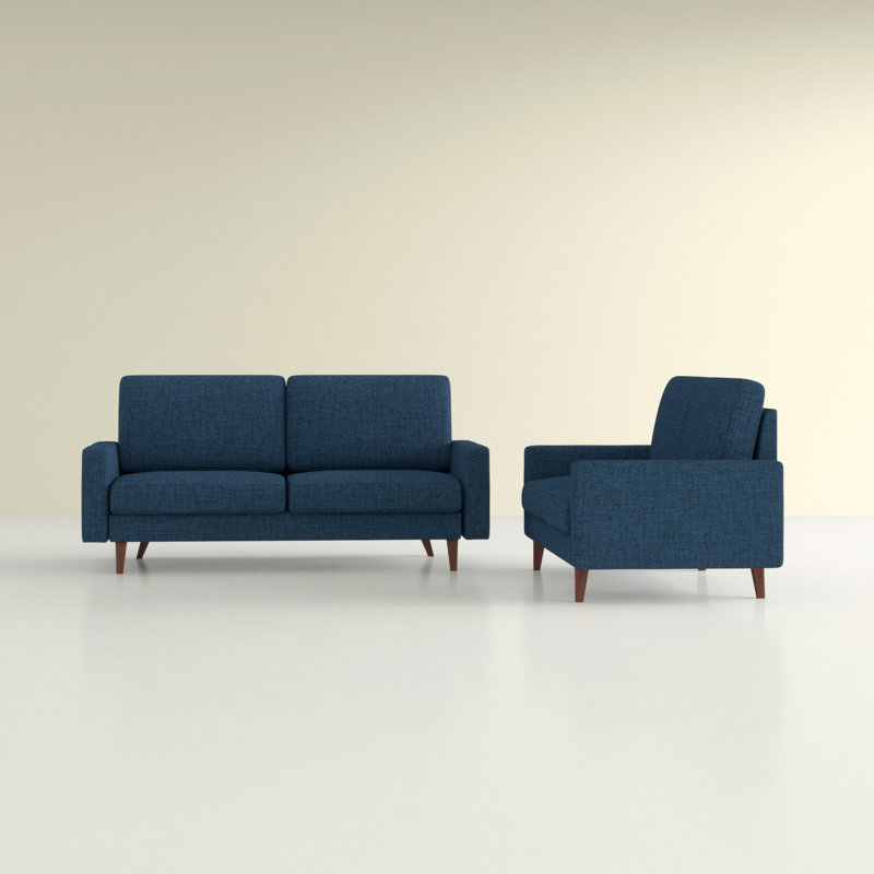 Ensemble de salon standard 2 pièces Christo, Polyester bleu foncé