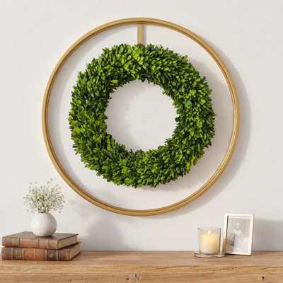 Maison 24" Handcrafted Real Preserved Boxwood Greenery Wreath